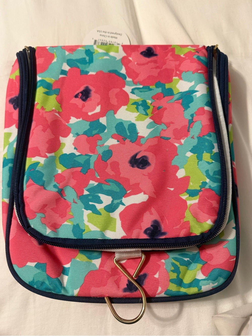 Floral Hanging Travel Organizer Bag - Pink Multi